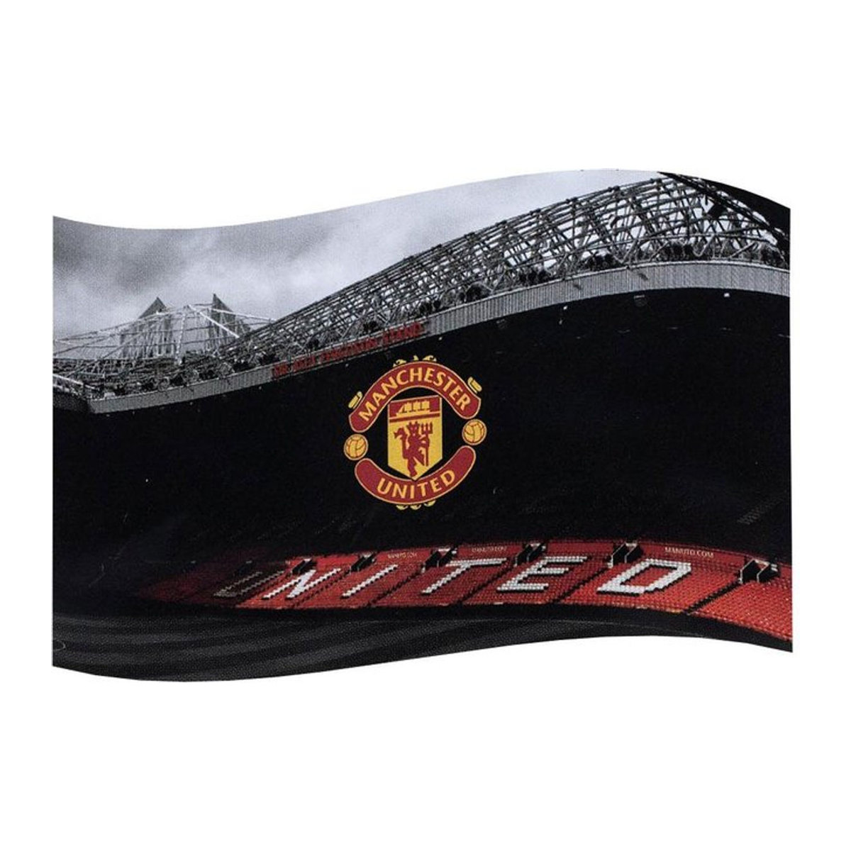 Manchester United FC Old Trafford Flagge aus Textil in Rot/Schwarz mit Wappen und Metallösen, Breite: 91 cm - Bild 1