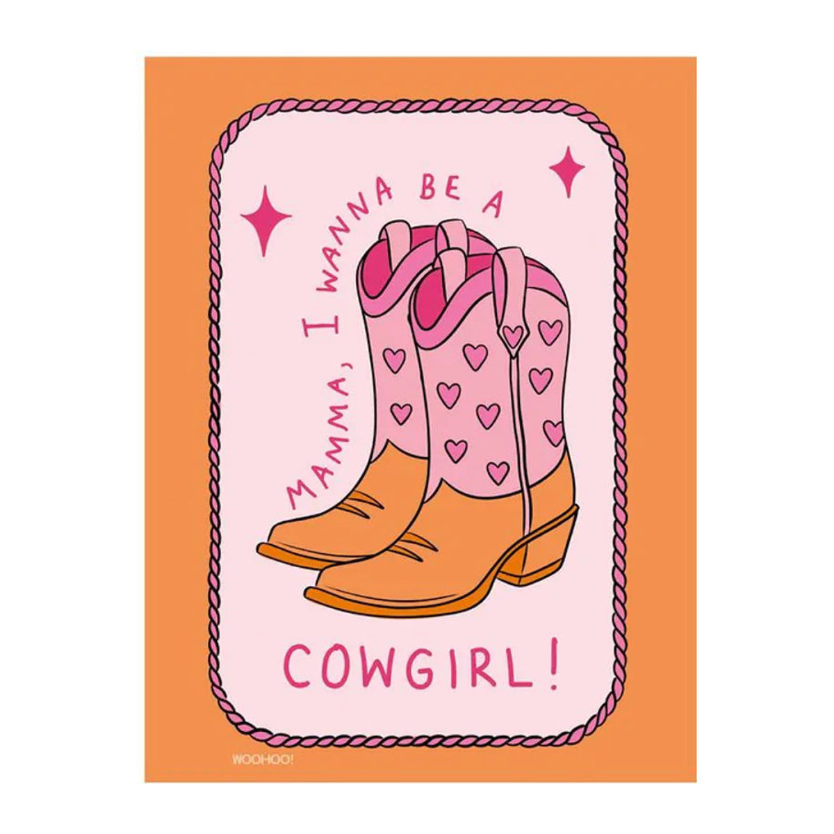 Mandi Welton Wandbild Cowgirl Print in Orange und Rosa, Papier, 40 x 40 cm - Bild 1