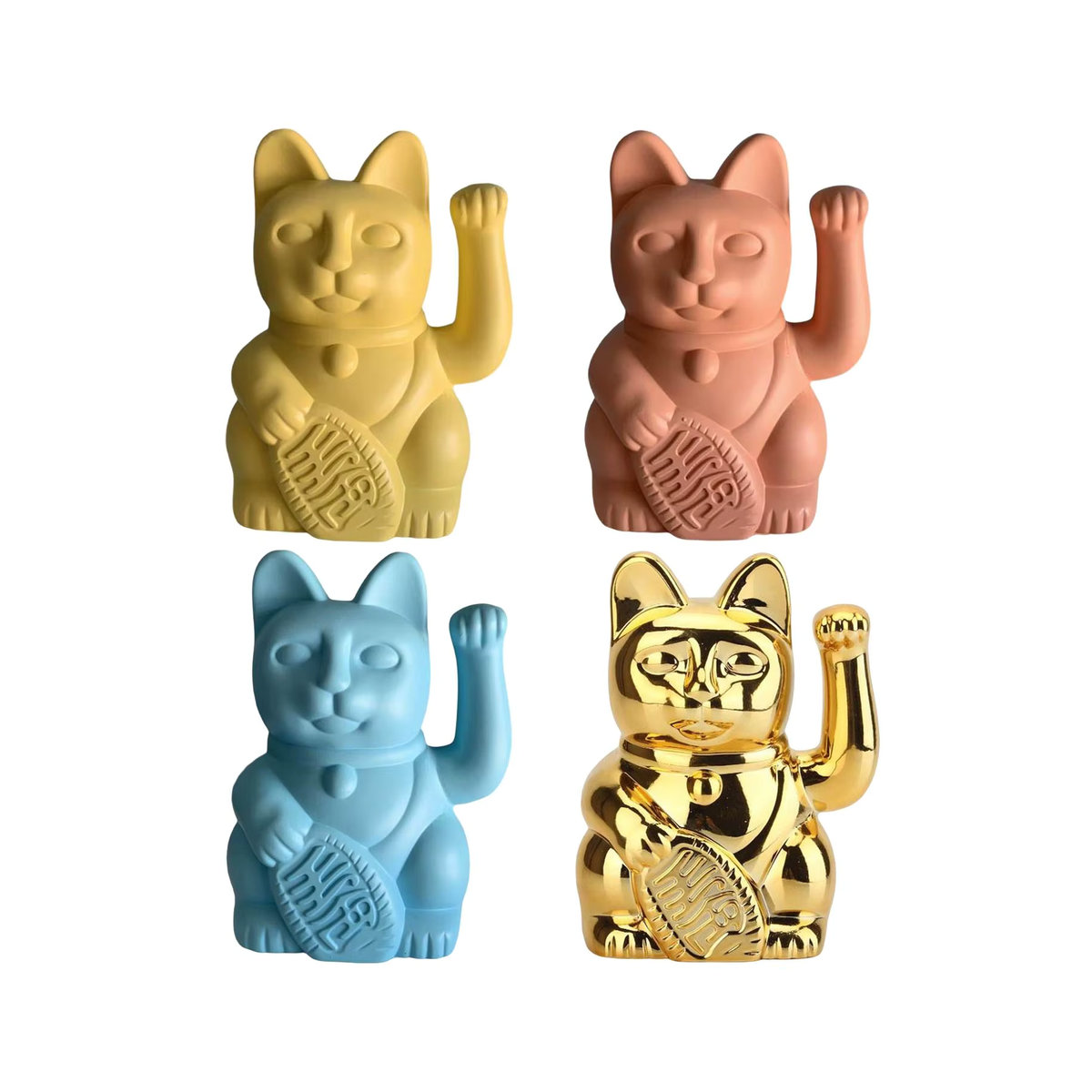 Maneki Neko Lucky Cat Skulptur von Kesoto aus Kunstharz in Blau und Mehrfarbig - Bild 2