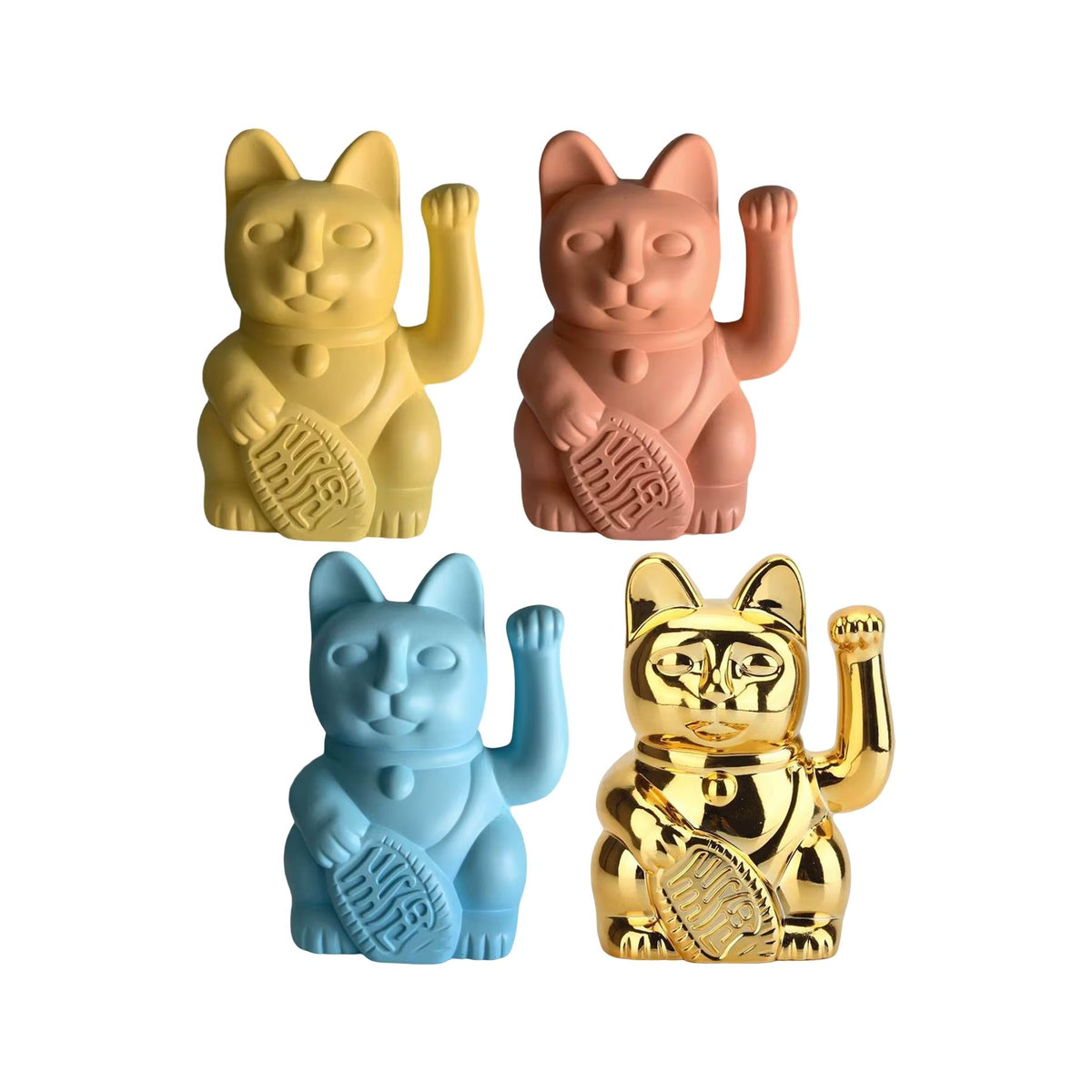 Maneki Neko Lucky Cat Skulptur von Kesoto aus Kunstharz in Blau und Mehrfarbig - Bild 4