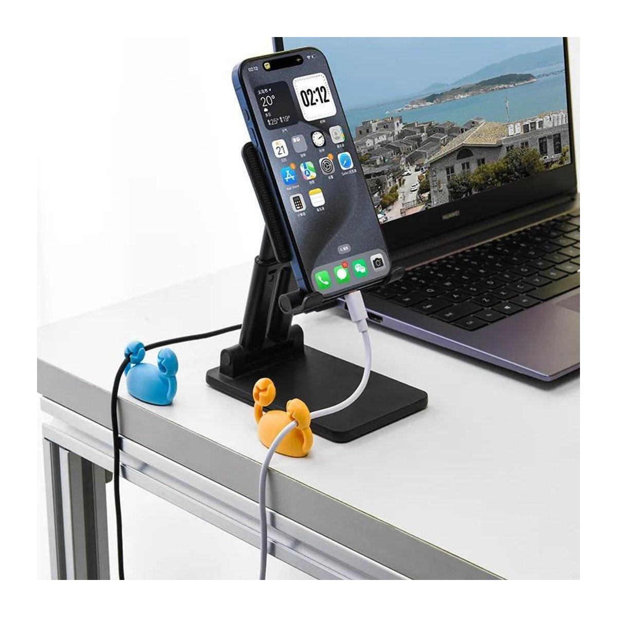 Mango Event Kabelorganisator in Form einer Krabbe, Selbstklebender Kabelhalter für Schreibtisch und Handy, Rot - Bild 4