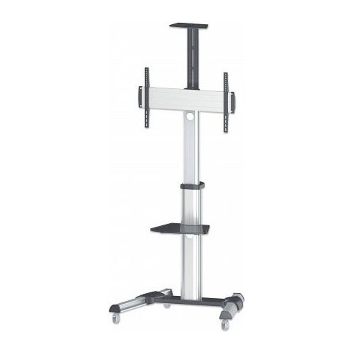 Manhattan Universal Multimedia TV-Rollwagen für 94 bis 177,8 cm Bildschirme, schwarz/silber, Metall - Bild 1