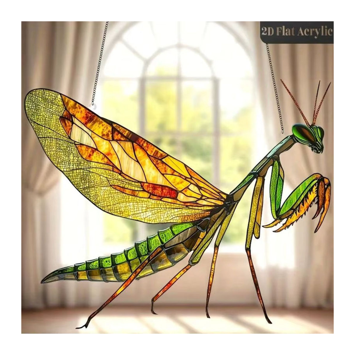 Mantis Acryl Gartendekorationsanhänger aus Kunstharz in Mehrfarbig, abstrakte Tier-Dekoration im Art Déco Stil, Höhe: 20 cm - Bild 2