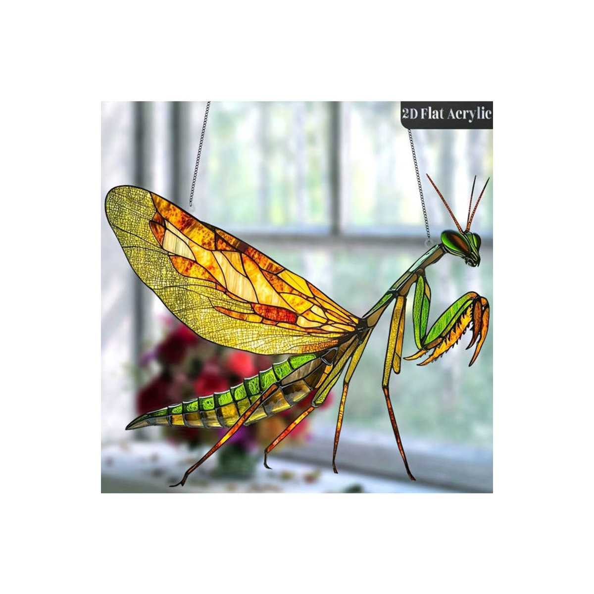 Mantis Acryl Gartendekorationsanhänger aus Kunstharz in Mehrfarbig, abstrakte Tier-Dekoration im Art Déco Stil, Höhe: 20 cm - Bild 4
