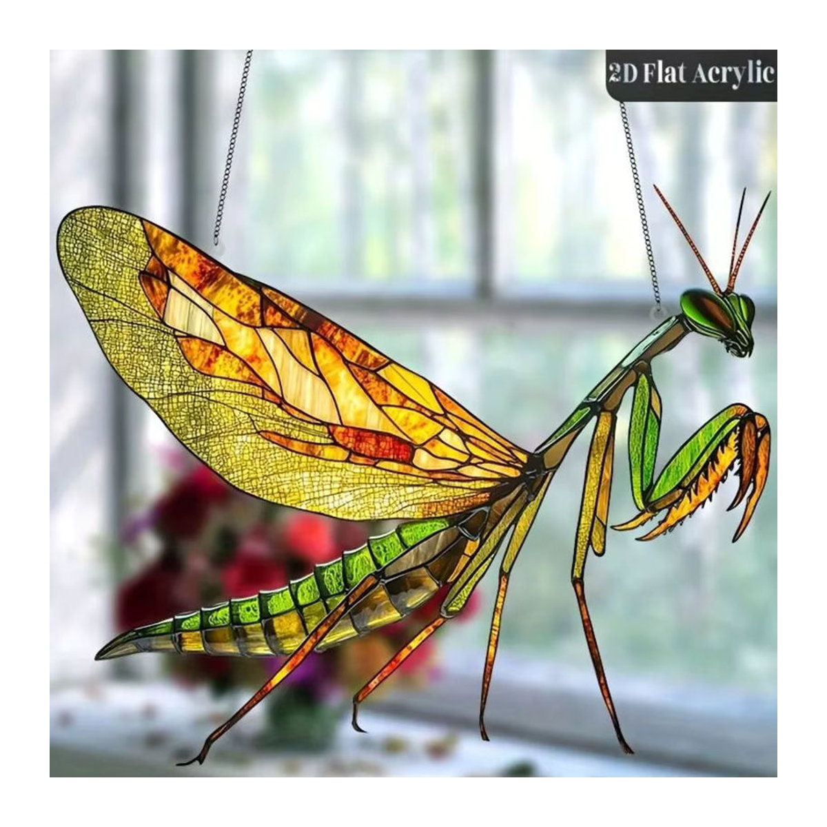 Mantis Acryl Gartendekorationsanhänger aus Kunstharz in Mehrfarbig, abstrakte Tier-Dekoration im Art Déco Stil, Höhe: 20 cm - Bild 6