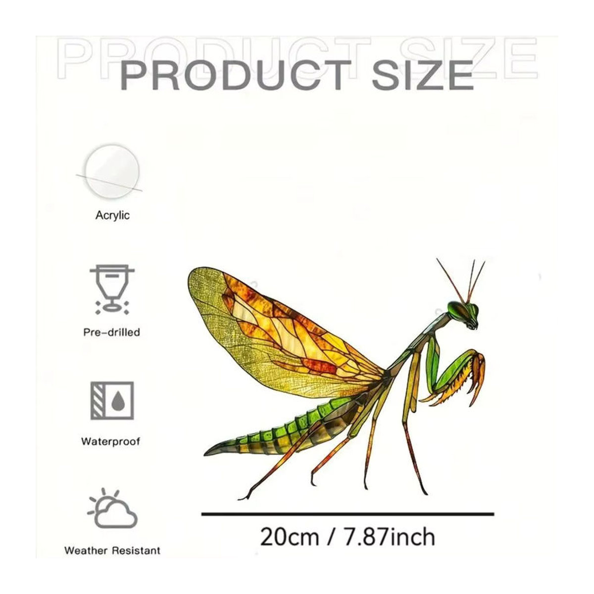 Mantis Acryl Gartendekorationsanhänger aus Kunstharz in Mehrfarbig, abstrakte Tier-Dekoration im Art Déco Stil, Höhe: 20 cm - Bild 7