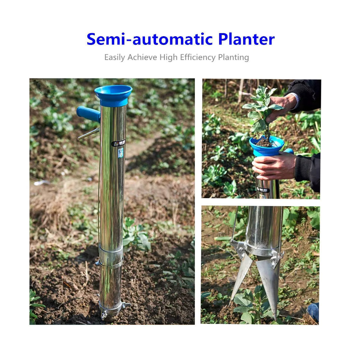 Manueller Sämlingspflanzer aus Edelstahl mit langem Griff für Gemüse und Setzlinge - Bild 4