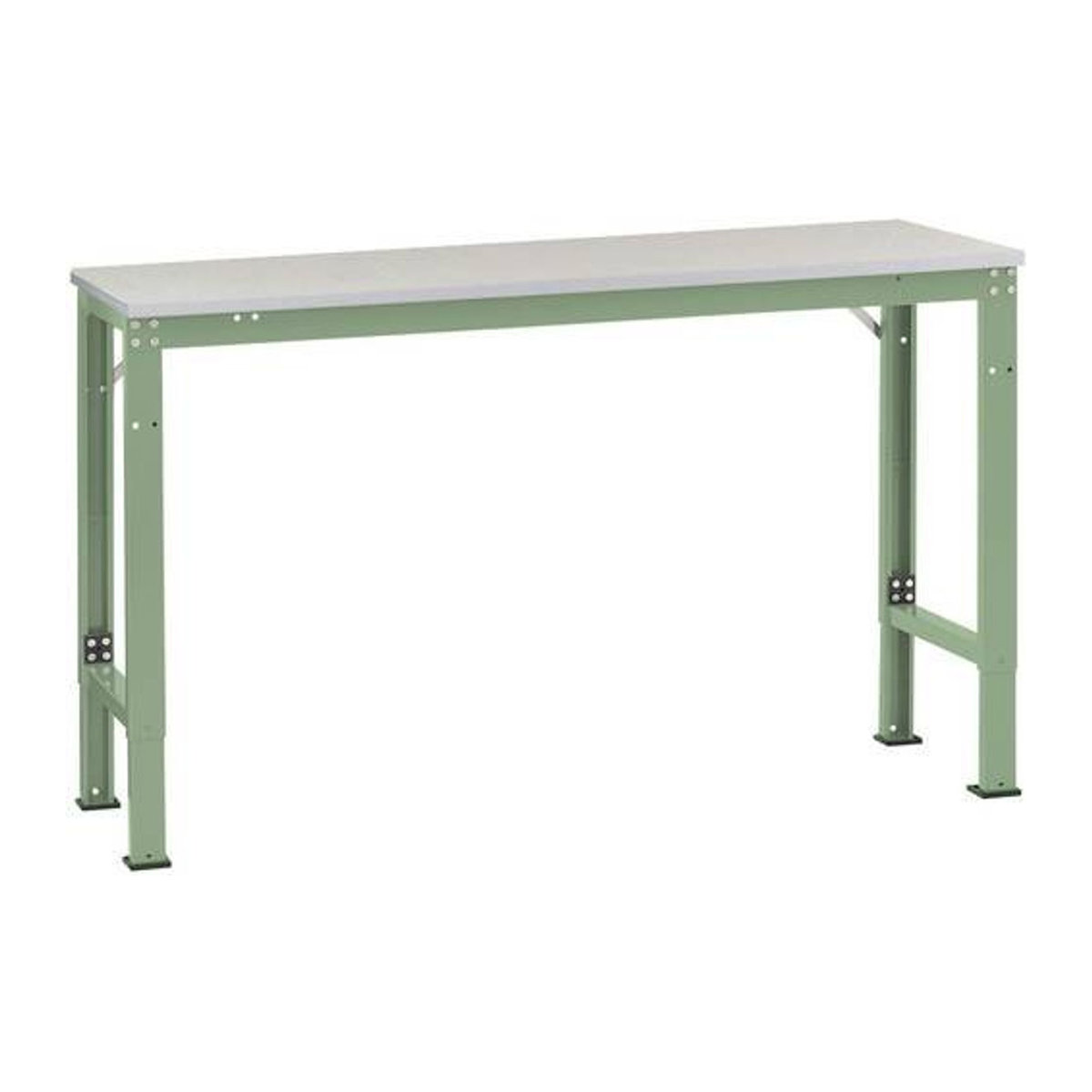 Manuflex Arbeits-Grundtisch UNIVERSAL Spezial mit Melaminplatte in Lichtgrau und Resedagrün, B/T: 200 x 100 cm - Bild 1