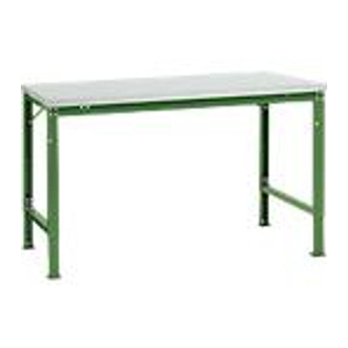 Manuflex Arbeits-Grundtisch UNIVERSAL Spezial mit Melaminplatte in Lichtgrau und Resedegrün, B/T: 150 x 100 cm - Bild 3
