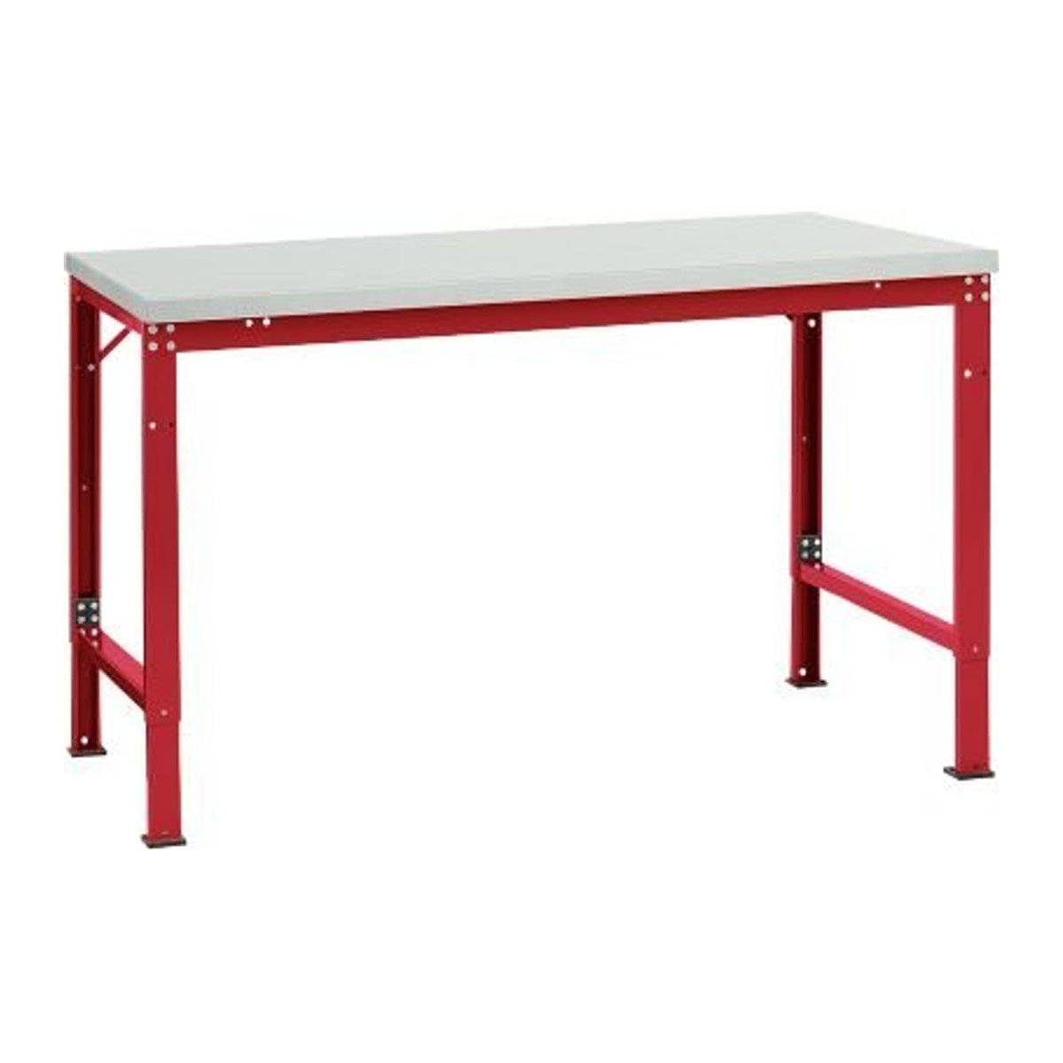 Manuflex Arbeits-Grundtisch UNIVERSAL Spezial mit Melaminplatte in Lichtgrau und Rubinrot, B/T: 150 x 100 cm - Bild 2