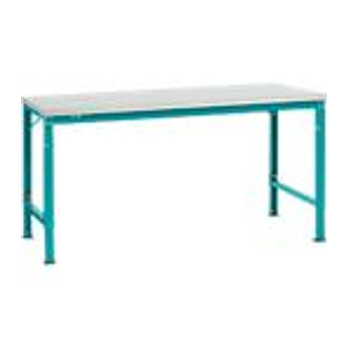 Manuflex Arbeits-Grundtisch UNIVERSAL Spezial mit Melaminplatte in Lichtgrau und Wasserblau, B/T: 1750 x 1000 mm - Bild 2