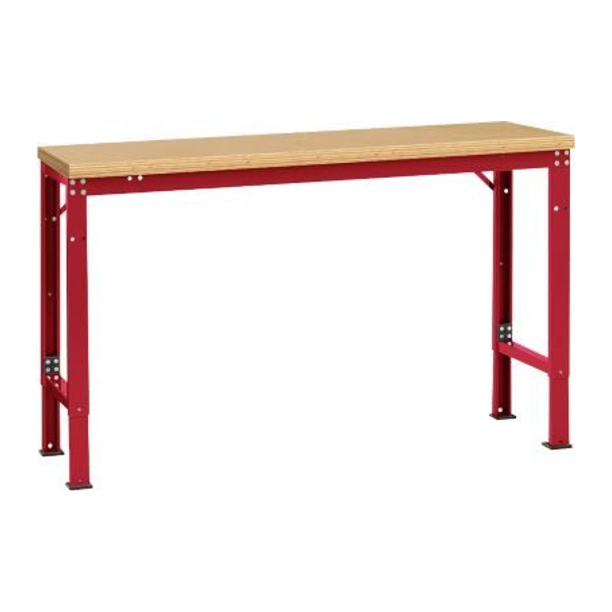 Manuflex Arbeits-Grundtisch UNIVERSAL Spezial mit Multiplexplatte aus Buche in Rot, B/T/H: 150 x 80 x 80 cm - Bild 2