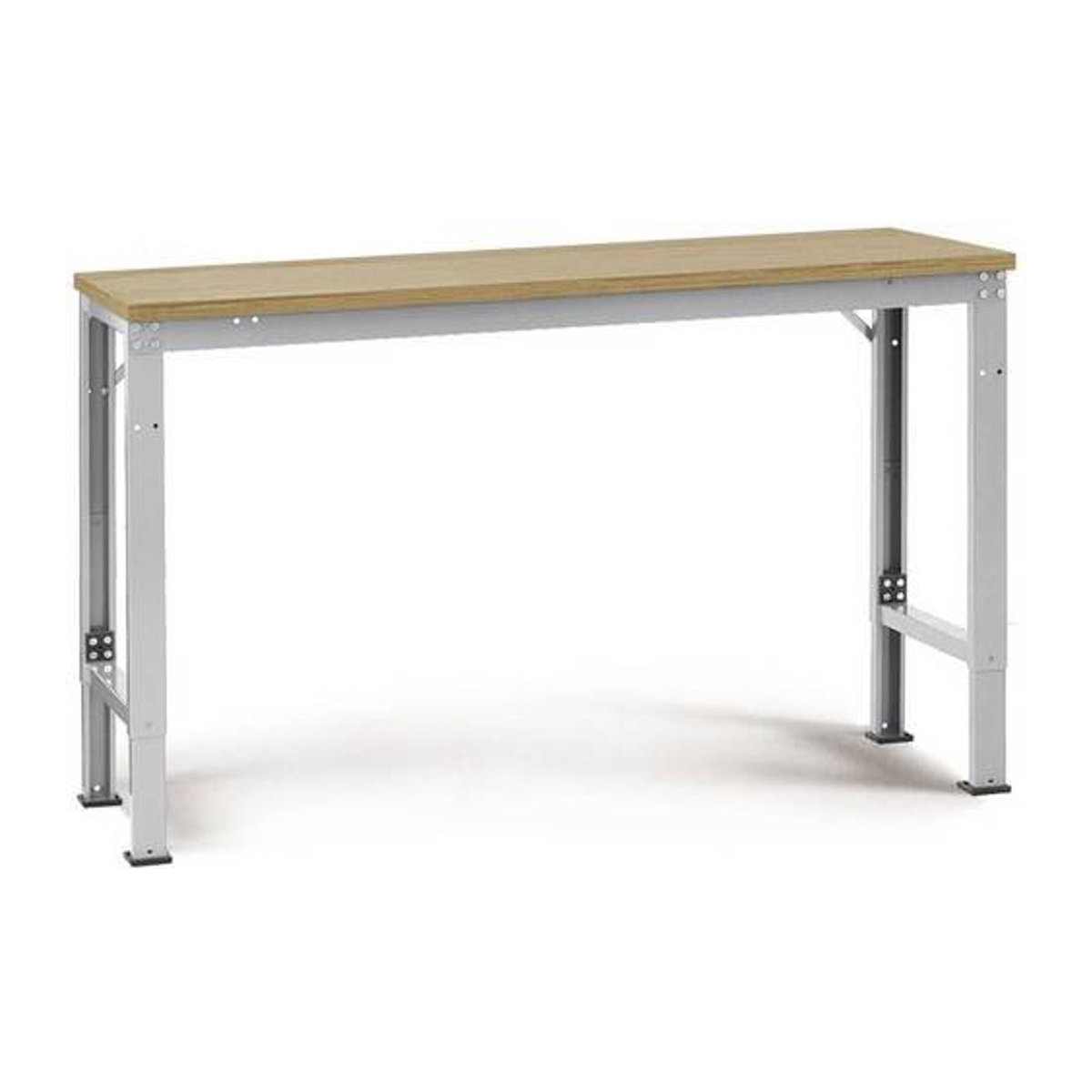 Manuflex Arbeits-Grundtisch UNIVERSAL Spezial mit Multiplexplatte in Buche Natur und alufarben, B/T/H: 150 x 80 x 75 cm - Bild 1