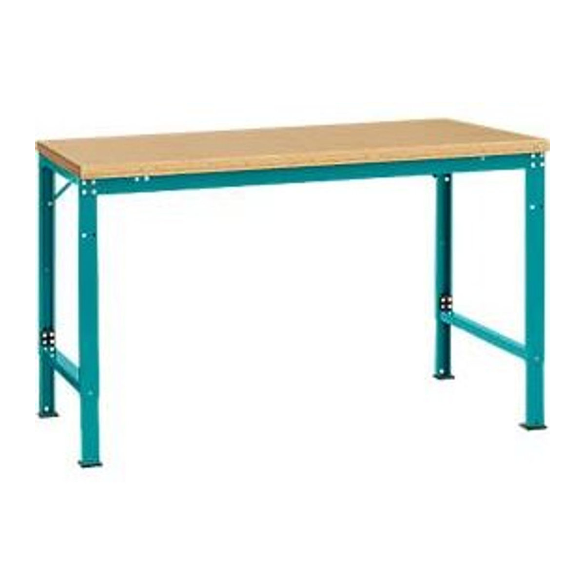 Manuflex Arbeits-Grundtisch UNIVERSAL Spezial mit Multiplexplatte in Buche und Blau, B/T: 150 x 100 cm - Bild 2