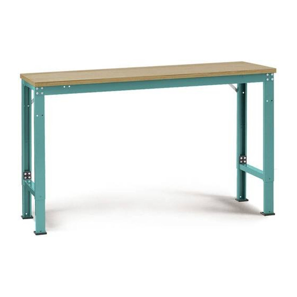 Manuflex Arbeits-Grundtisch UNIVERSAL Spezial mit Multiplexplatte in Buche und Blau, B/T: 200 x 80 cm - Bild 1