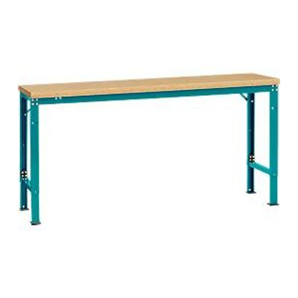 Manuflex Arbeits-Grundtisch UNIVERSAL Spezial mit Multiplexplatte in Buche und Blau, B/T/H: 175 x 80 x 175 cm - Bild 2