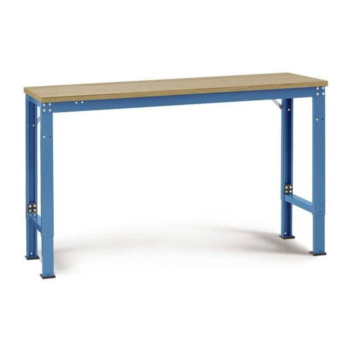 Manuflex Arbeits-Grundtisch UNIVERSAL Spezial mit Multiplexplatte in Buche und Blau, B/T/H: 200 x 80 x 200 cm - Bild 1