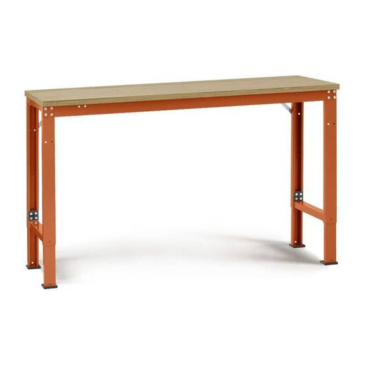Manuflex Arbeits-Grundtisch UNIVERSAL Spezial mit Multiplexplatte in Buche und rotorange, B/T: 150 x 80 cm - Bild 1