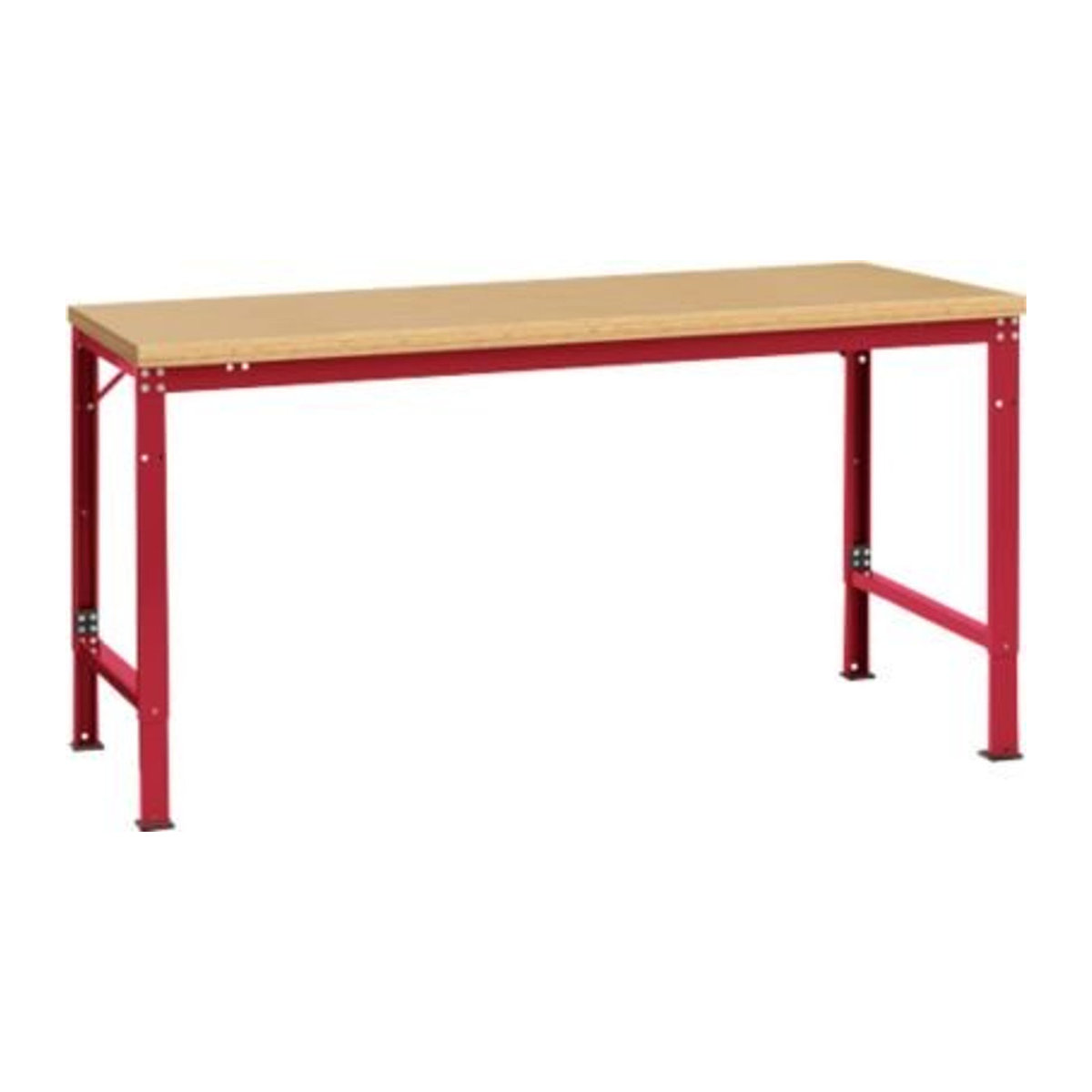 Manuflex Arbeits-Grundtisch UNIVERSAL Spezial mit Multiplexplatte in Buche und Rubinrot, B/T: 175 x 100 cm - Bild 2
