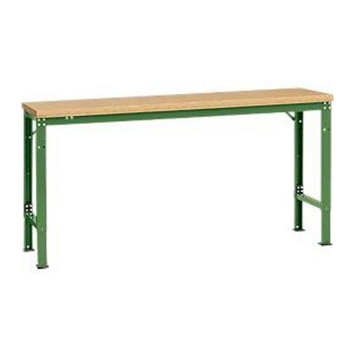 Manuflex Arbeits-Grundtisch UNIVERSAL Spezial mit Multiplexplatte in Resedagrün und Buche, B/T/H: 175 x 80 x 175 cm - Bild 2