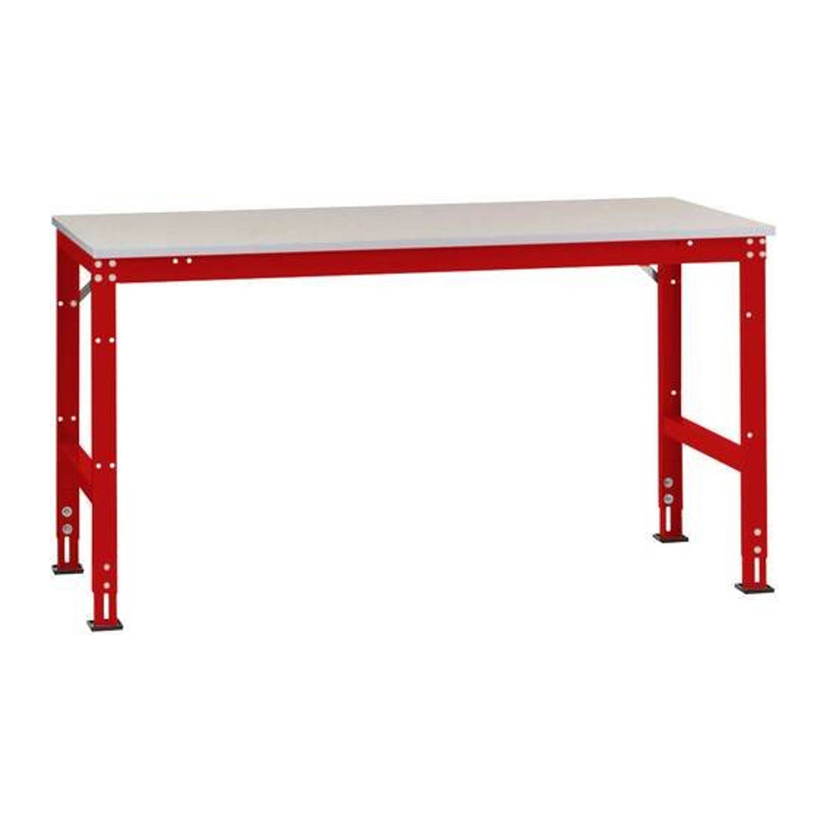 Manuflex Arbeits-Grundtisch UNIVERSAL Standard mit Kunststoffplatte in Rot und Grau, B/T/H: 200 x 80 x 76 cm - Bild 1