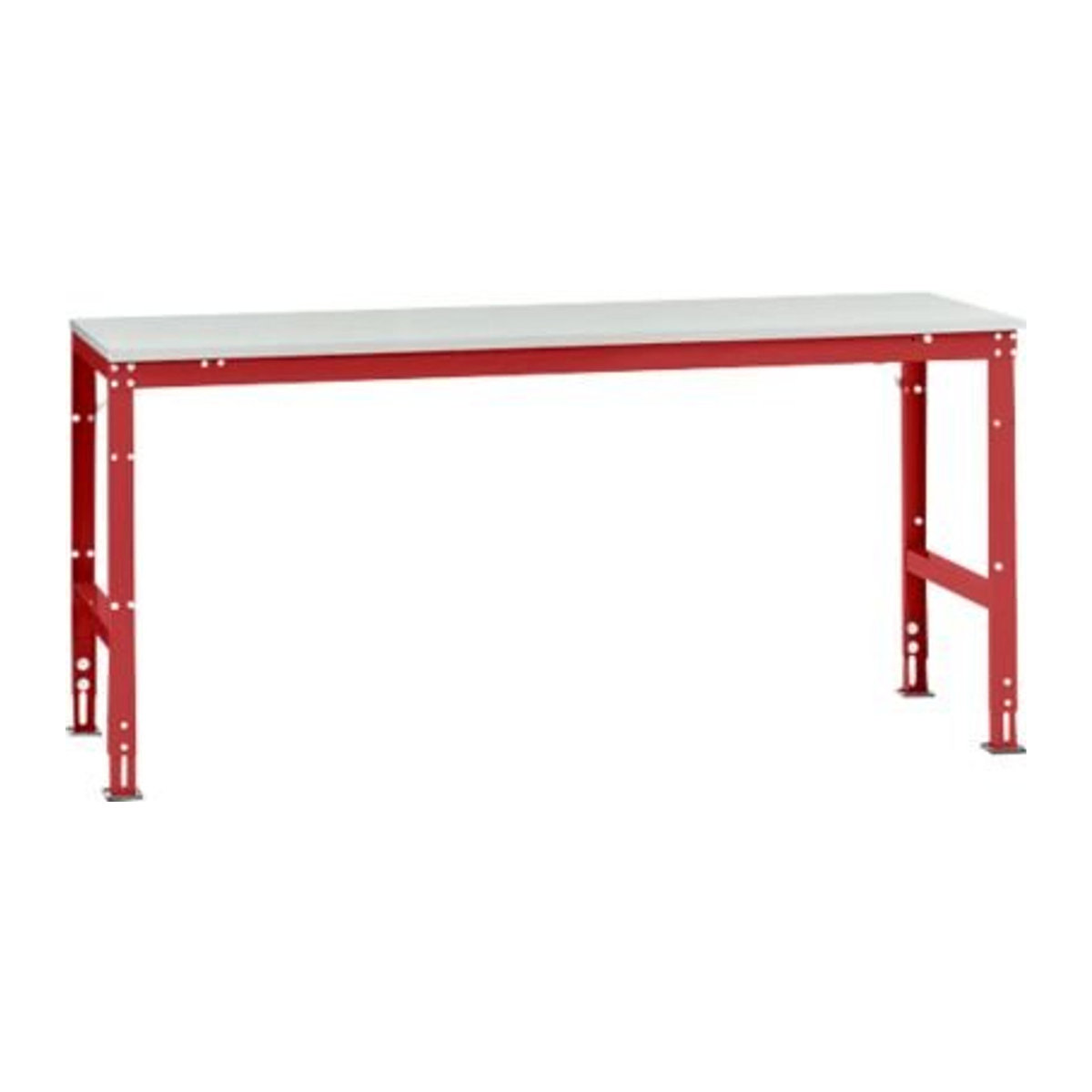 Manuflex Arbeits-Grundtisch UNIVERSAL Standard mit Kunststoffplatte in Rot und Grau, B/T/H: 200 x 80 x 76 cm - Bild 2
