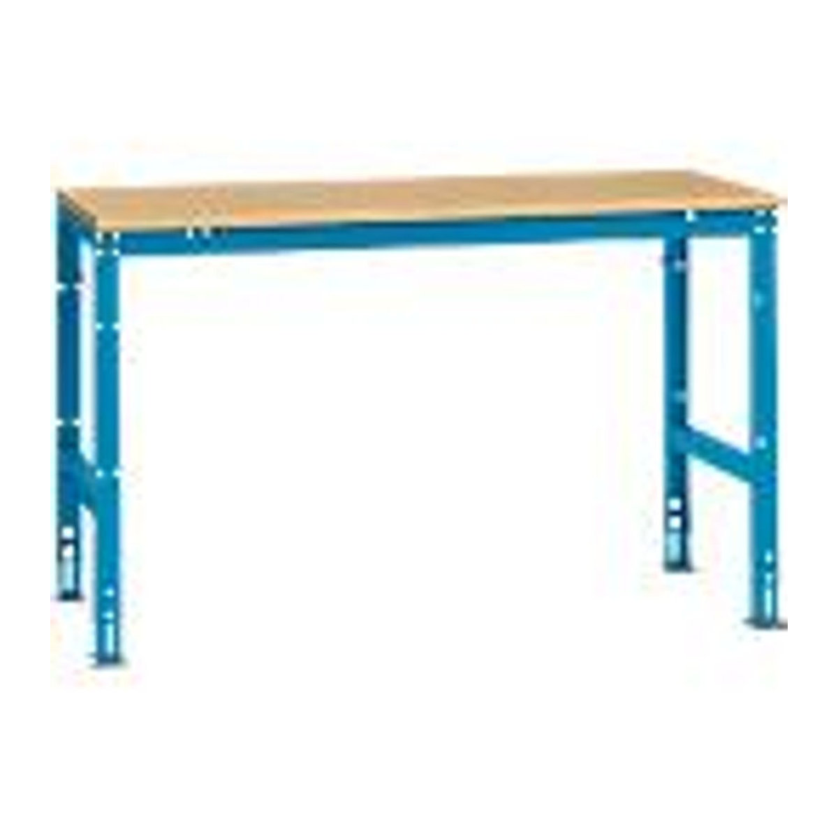 Manuflex Arbeits-Grundtisch UNIVERSAL Standard mit Multiplexplatte in Buche und Blau, B/T/H: 150 x 80 x 150 cm - Bild 2