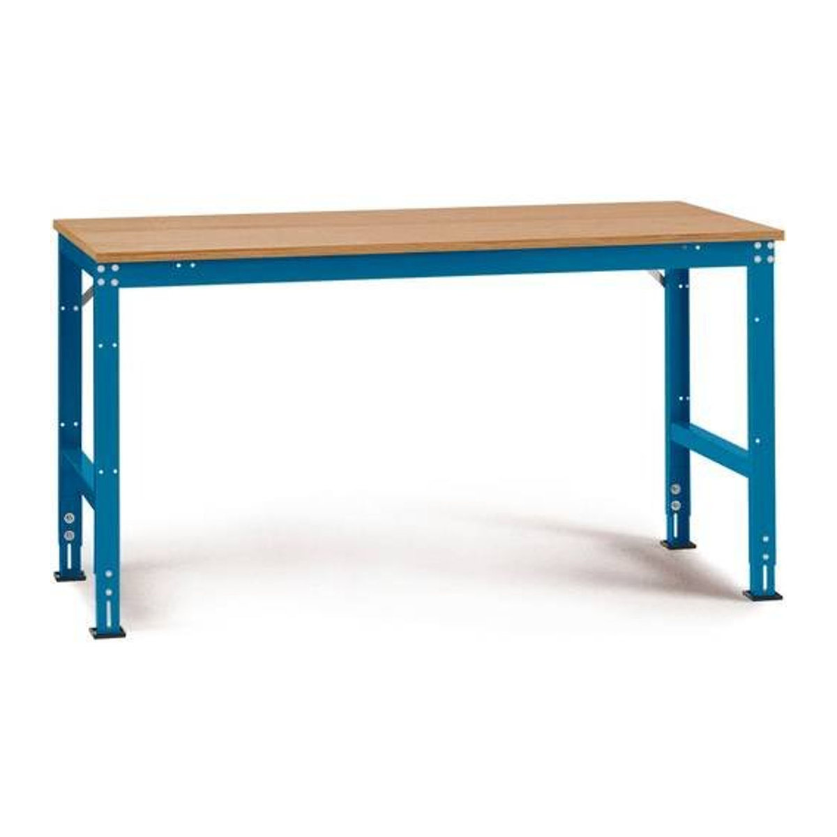 Manuflex Arbeits-Grundtisch UNIVERSAL Standard mit Multiplexplatte in Buche und Blau, B/T/H: 150 x 80 x 80 cm - Bild 1