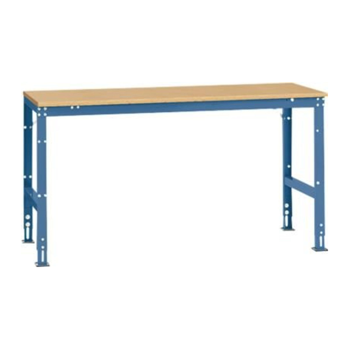 Manuflex Arbeits-Grundtisch UNIVERSAL Standard mit Multiplexplatte in Buche und Blau, B/T/H: 175 x 80 x 175 cm - Bild 2