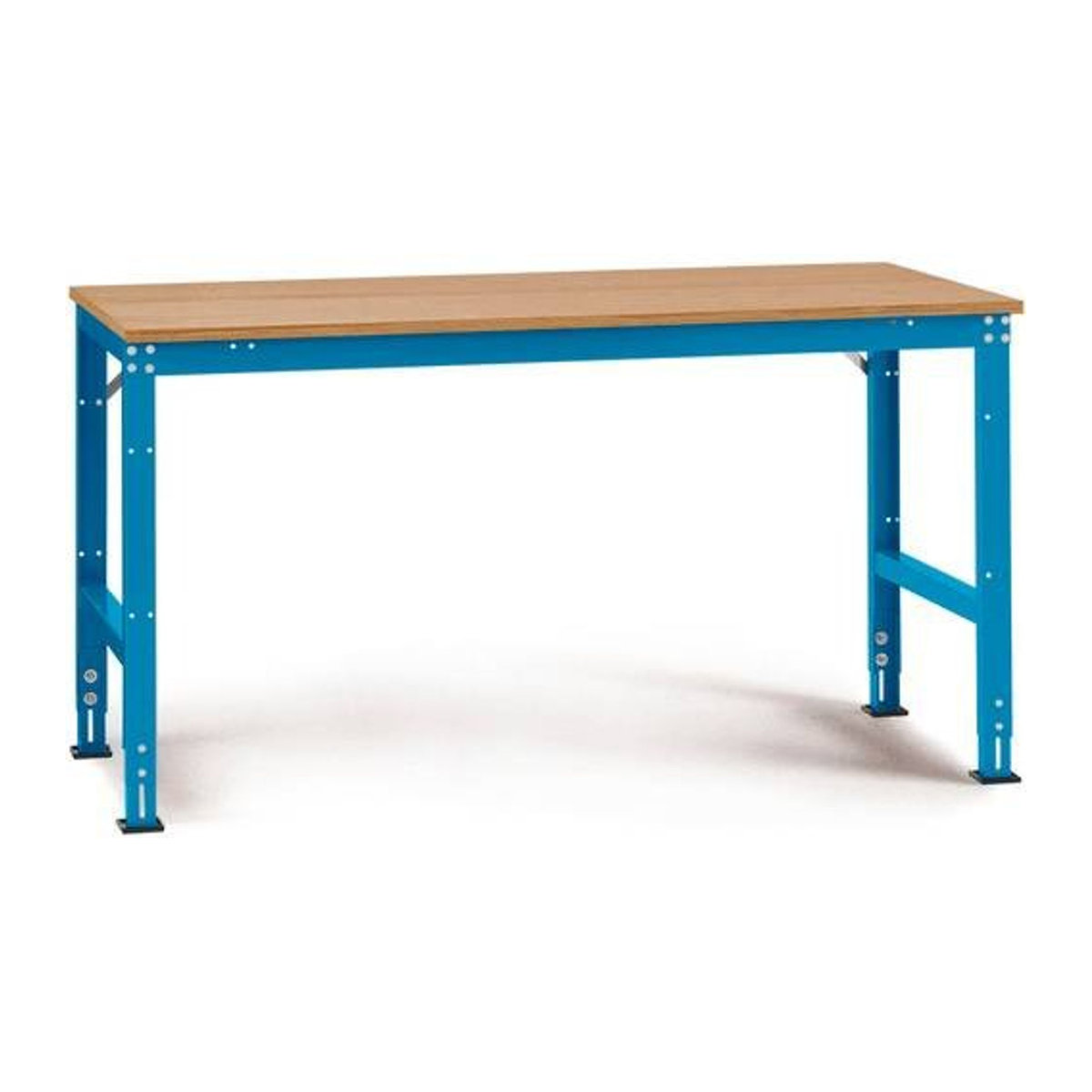 Manuflex Arbeits-Grundtisch UNIVERSAL Standard mit Multiplexplatte in Buche und Blau, B/T/H: 175 x 80 x 80 cm - Bild 1