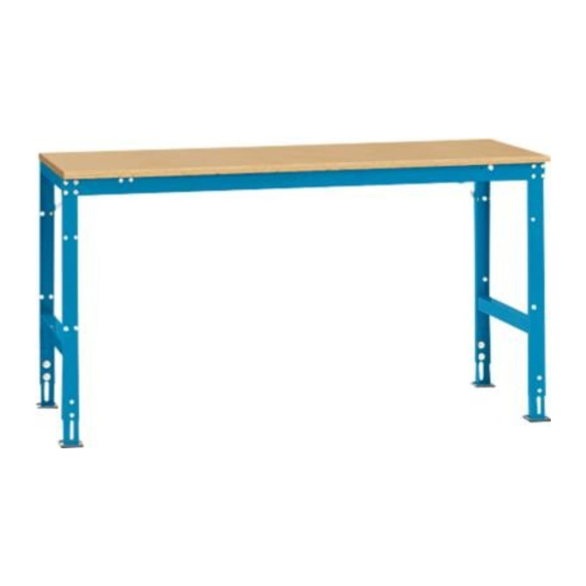 Manuflex Arbeits-Grundtisch UNIVERSAL Standard mit Multiplexplatte in Buche und Blau, B/T/H: 175 x 80 x 80 cm - Bild 2