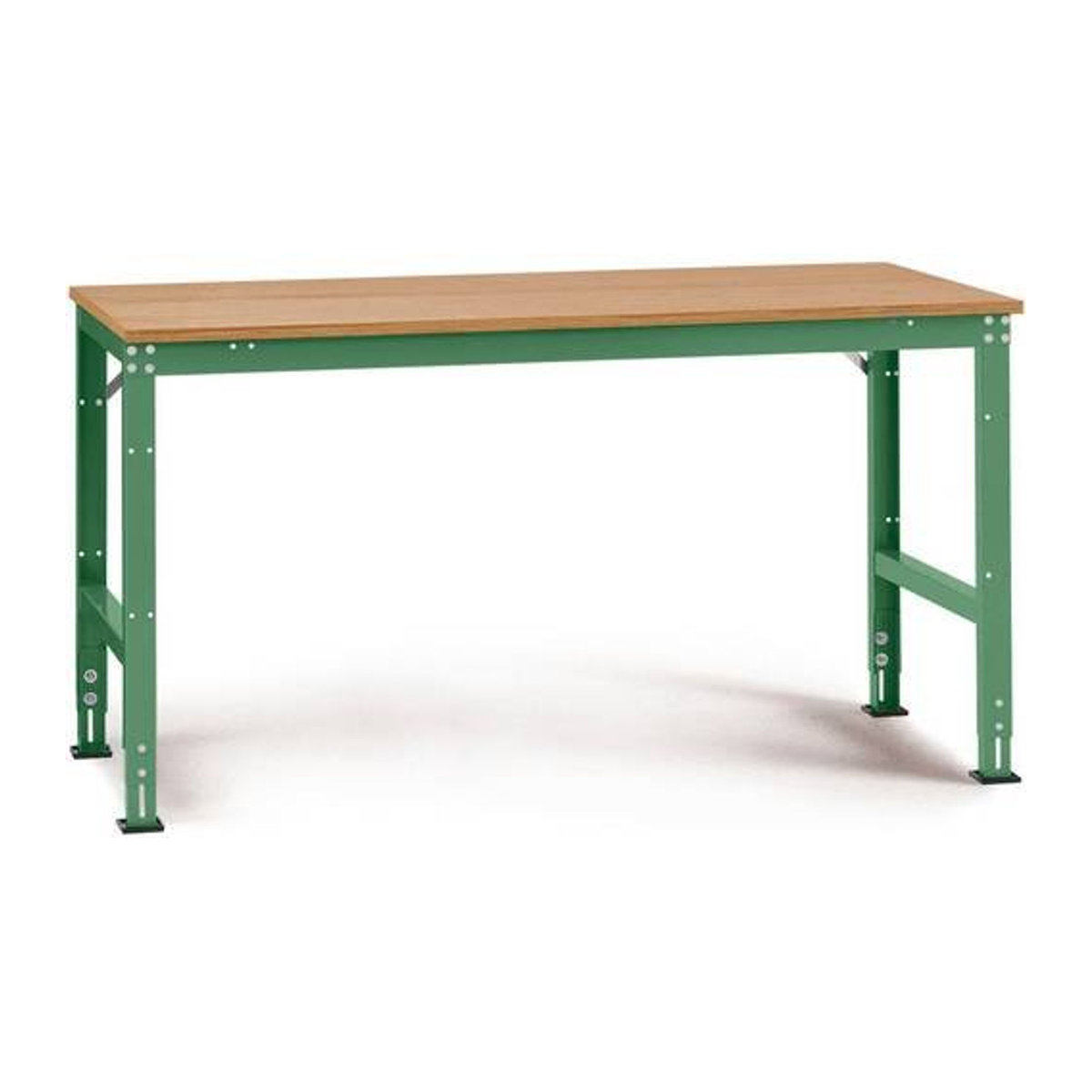 Manuflex Arbeits-Grundtisch UNIVERSAL Standard mit Multiplexplatte in Buche und Resedagrün, B/T/H: 150 x 80 x 73,8 cm - Bild 1