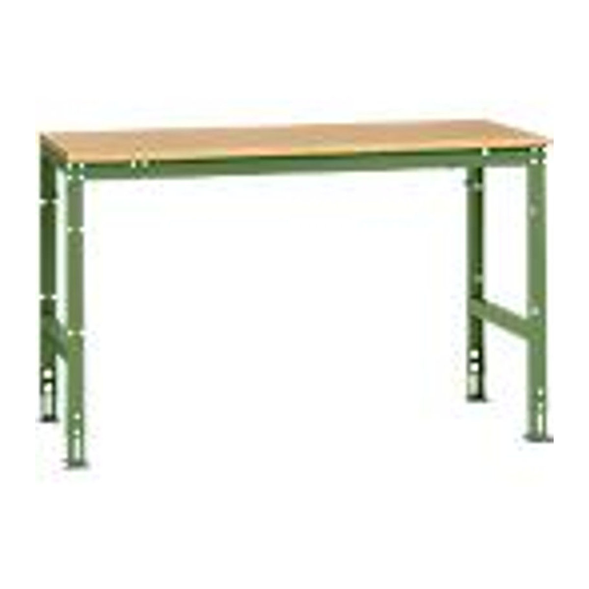 Manuflex Arbeits-Grundtisch UNIVERSAL Standard mit Multiplexplatte in Buche und Resedagrün, B/T/H: 150 x 80 x 73,8 cm - Bild 2