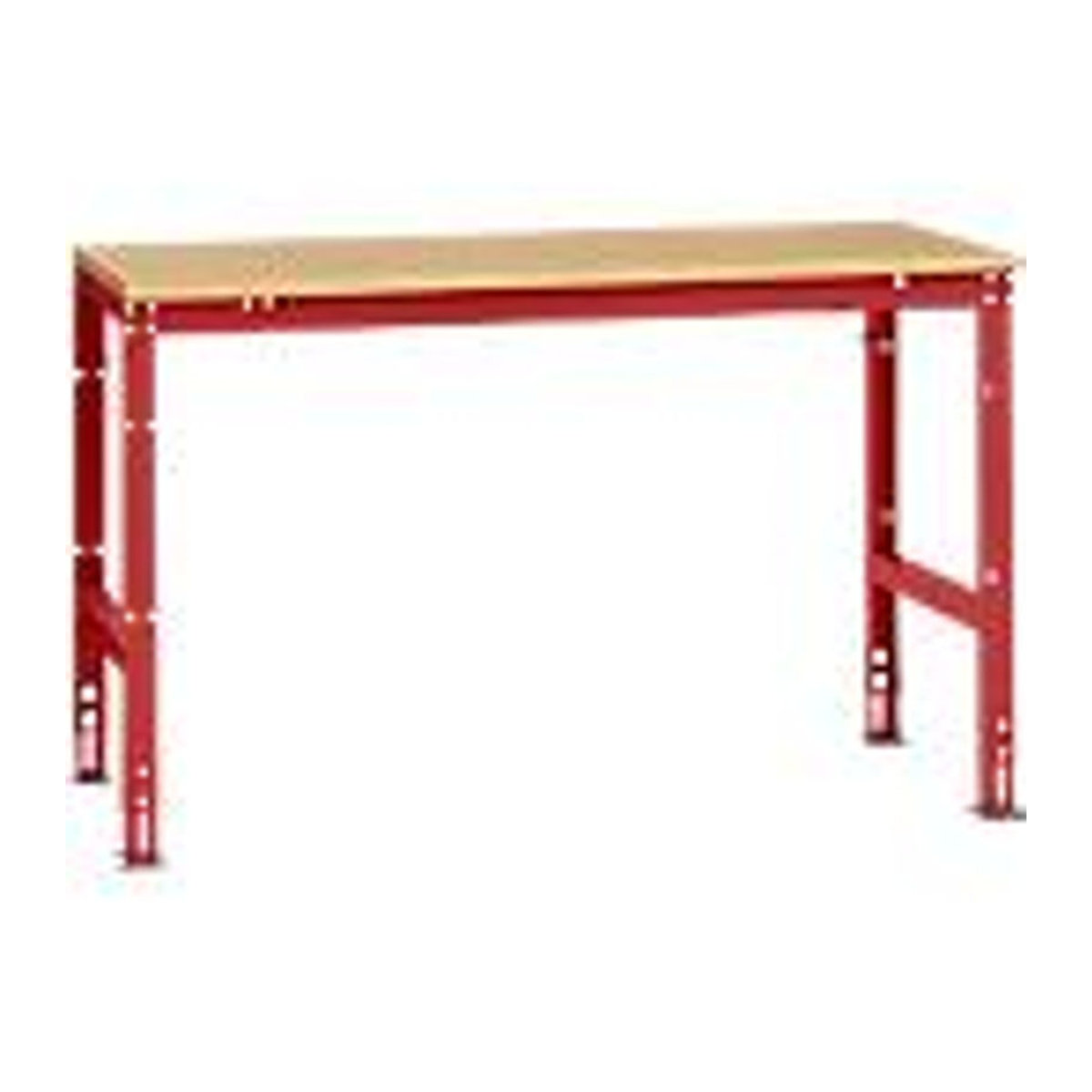 Manuflex Arbeits-Grundtisch UNIVERSAL Standard mit Multiplexplatte in Buche und Rot, B/T/H: 150 x 80 x 150 cm - Bild 3