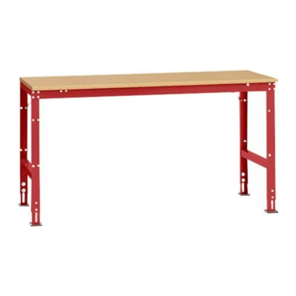 Manuflex Arbeits-Grundtisch UNIVERSAL Standard mit Multiplexplatte in Buche und Rot, B/T/H: 175 x 80 x 175 cm - Bild 2