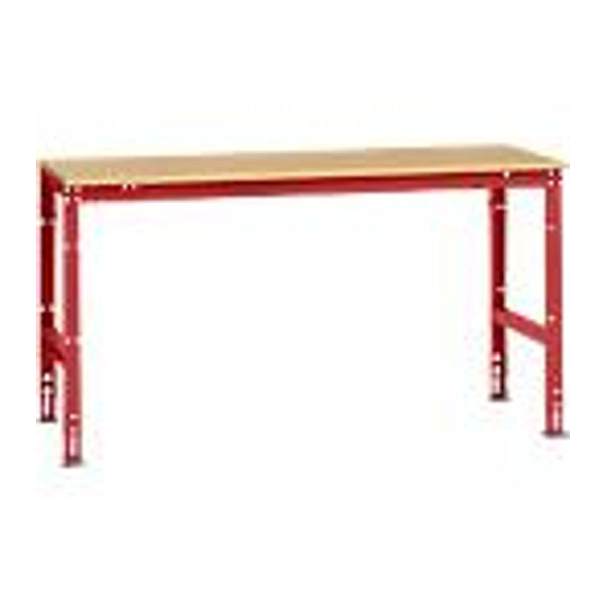 Manuflex Arbeits-Grundtisch UNIVERSAL Standard mit Multiplexplatte in Buche und Rot, B/T/H: 175 x 80 x 175 cm - Bild 3