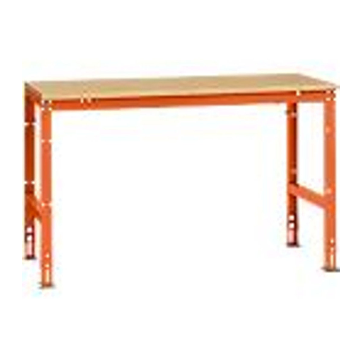 Manuflex Arbeits-Grundtisch UNIVERSAL Standard mit Multiplexplatte in Buche und Rotorange, B/T/H: 150 x 80 x 150 cm - Bild 2