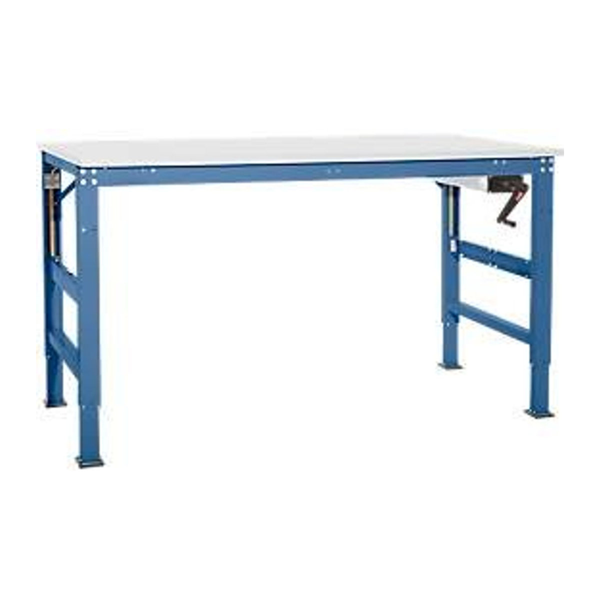 Manuflex Arbeitsgrundtisch Ergo K mit Kurbel und Kunststoffplatte, Blau/Grau, B/T/H: 150 x 80 x 7 cm - Bild 2