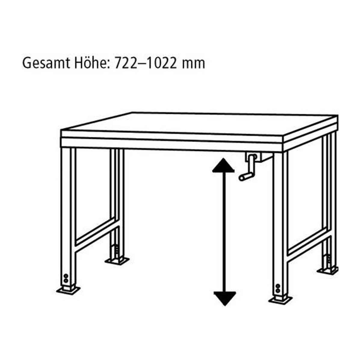 Manuflex Arbeitsgrundtisch Ergo K mit Kurbel und Kunststoffplatte, Farbe: Resedagrün/Grau, B/T/H: 150 x 80 x 70 cm - Bild 1