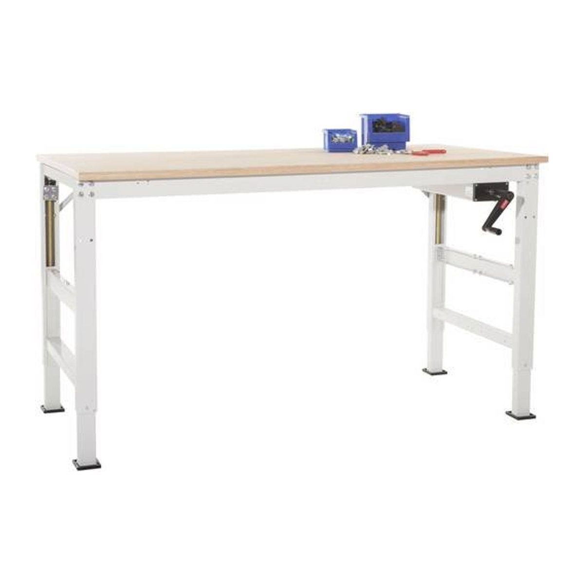 Manuflex Arbeitsgrundtisch Ergo K Universal mit Multiplexplatte in Buche und Lichtgrau, B/T/H: 125 x 80 x 72 cm - Bild 1