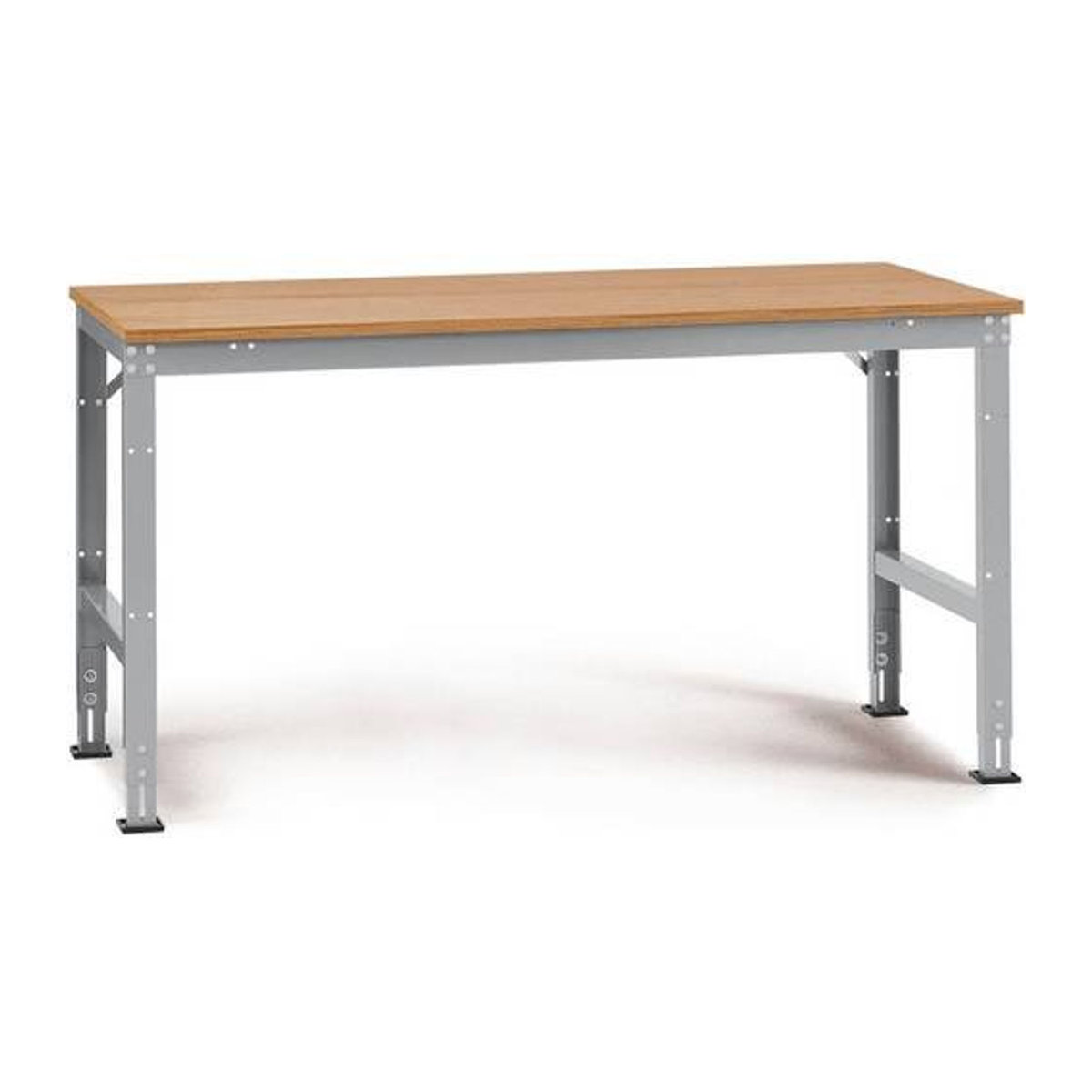 Manuflex Arbeitstisch UNIVERSAL Standard mit Multiplexplatte in Buche Natur und alufarben, B/T/H: 150 x 100 cm - Bild 1