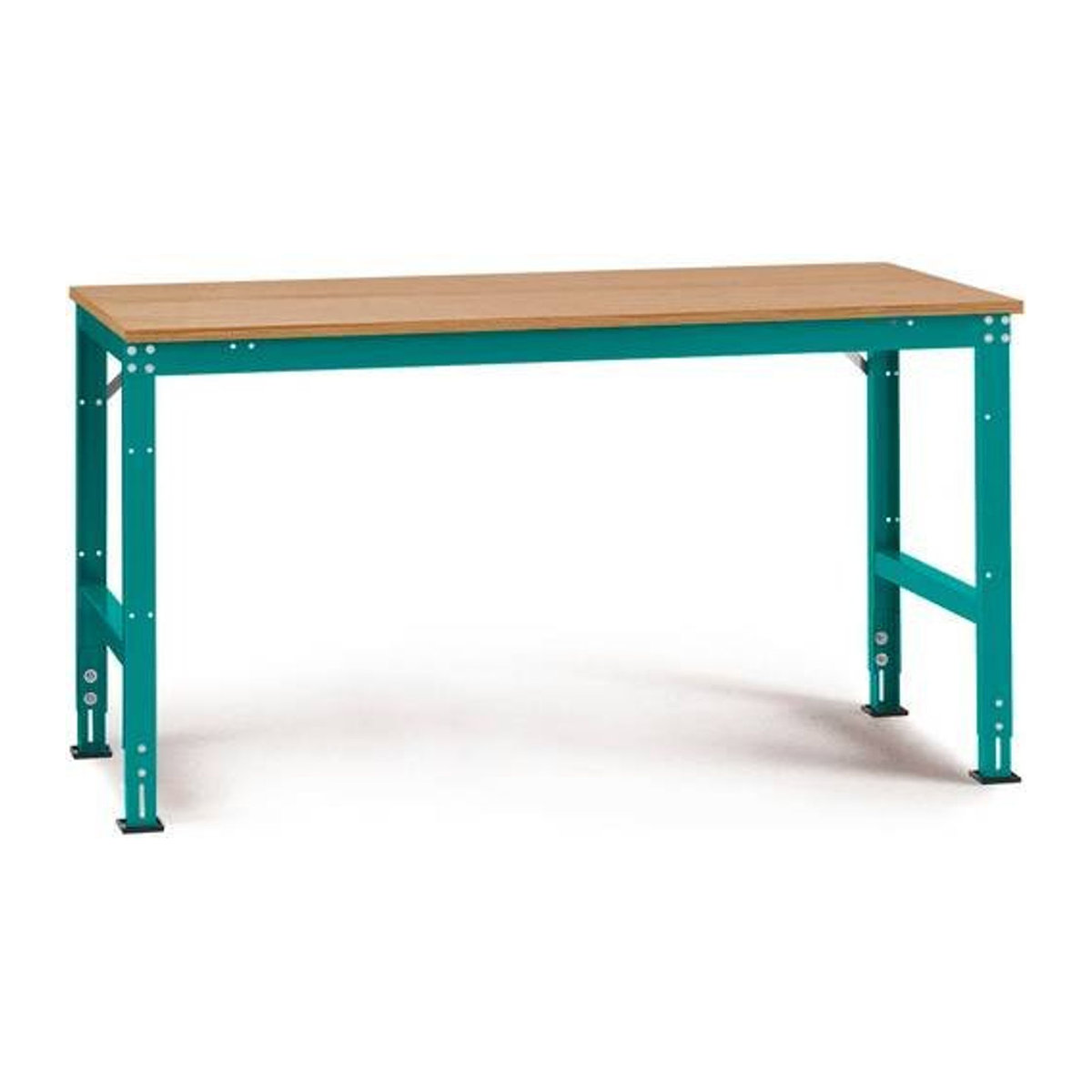 Manuflex Arbeitstisch UNIVERSAL Standard mit Multiplexplatte in Buche und Blau, B/T/H: 150 x 100 x 75 cm - Bild 1