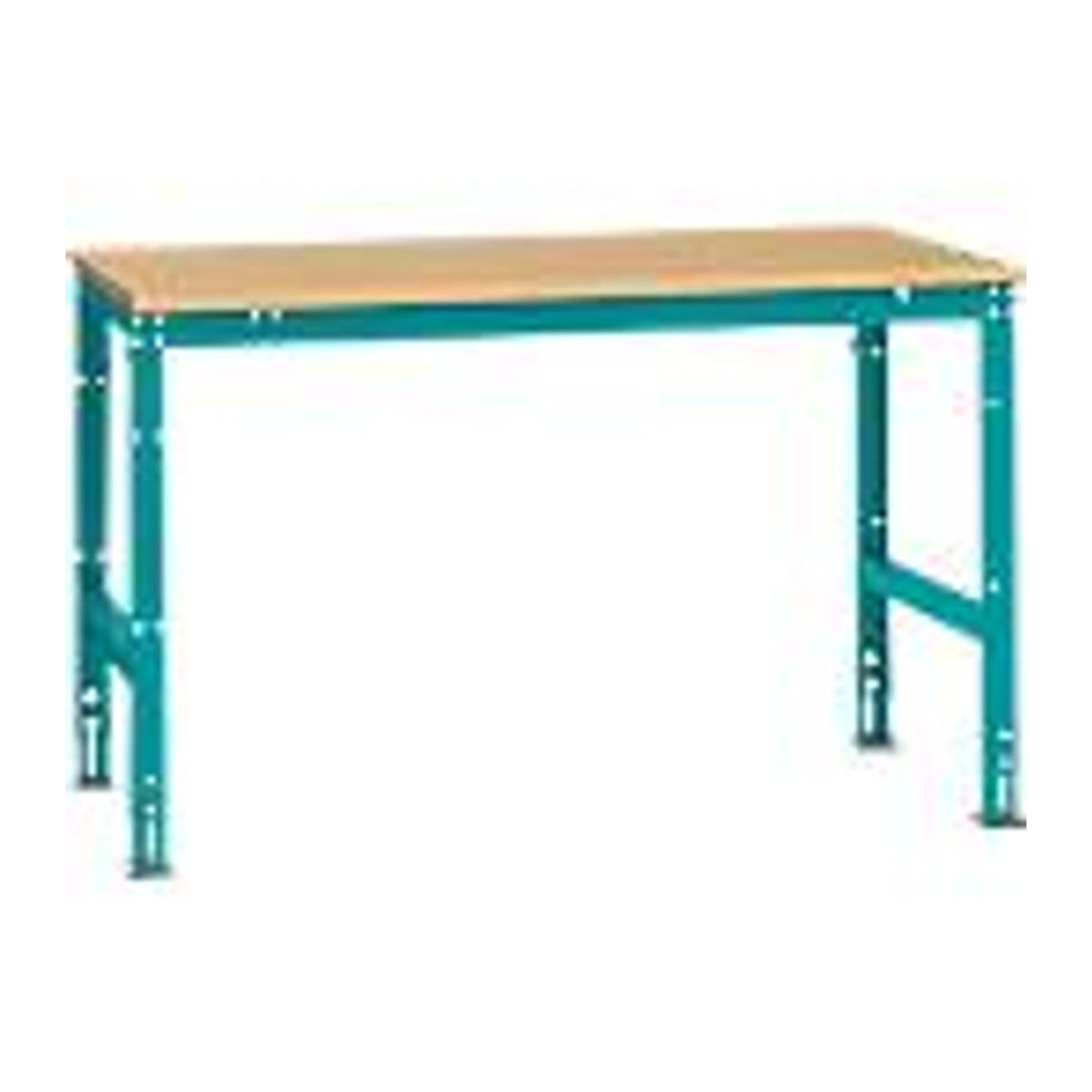 Manuflex Arbeitstisch UNIVERSAL Standard mit Multiplexplatte in Buche und Blau, B/T/H: 150 x 100 x 75 cm - Bild 2
