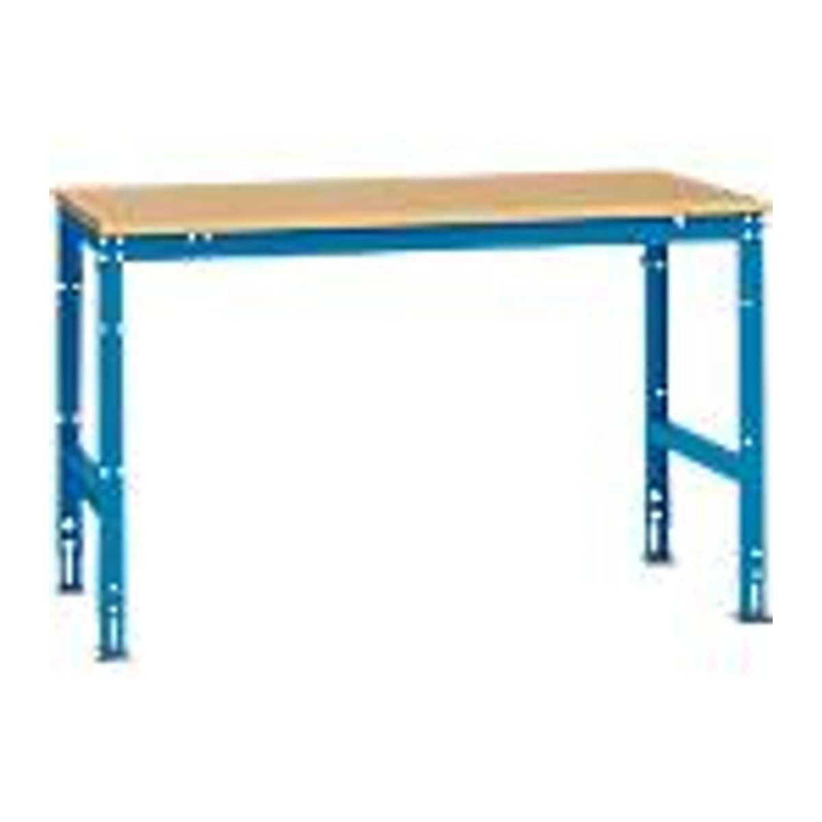 Manuflex Arbeitstisch UNIVERSAL Standard mit Multiplexplatte in Buche und Blau, B/T/H: 150 x 100 x 75 cm - Bild 2