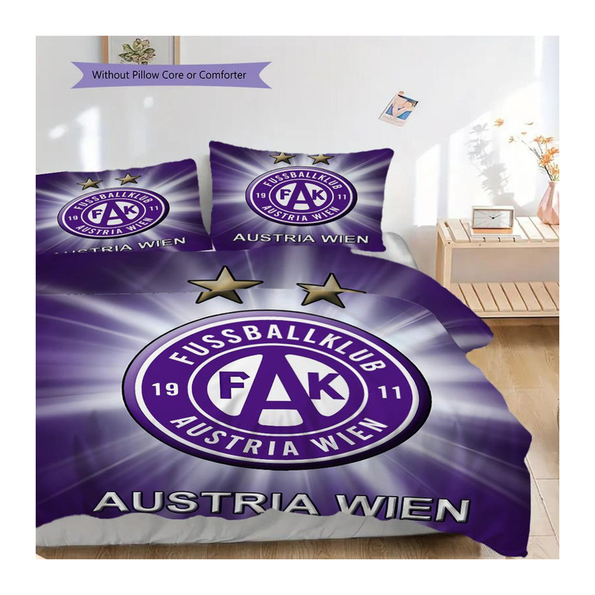 Manus Home Bettwäsche Set FK Austria Wien in Weiß mit 1 Bettbezug und 2 Kissenbezügen, B/H: 135 x 200 cm - Bild 12