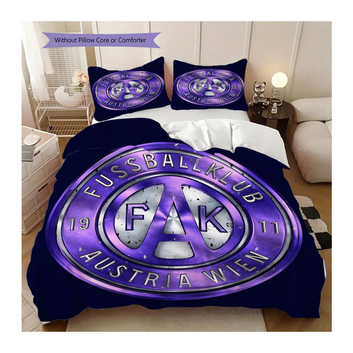 Manus Home Bettwäsche Set FK Austria Wien in Weiß mit 1 Bettbezug und 2 Kissenbezügen B/H: 200 x 200 cm - Bild 12