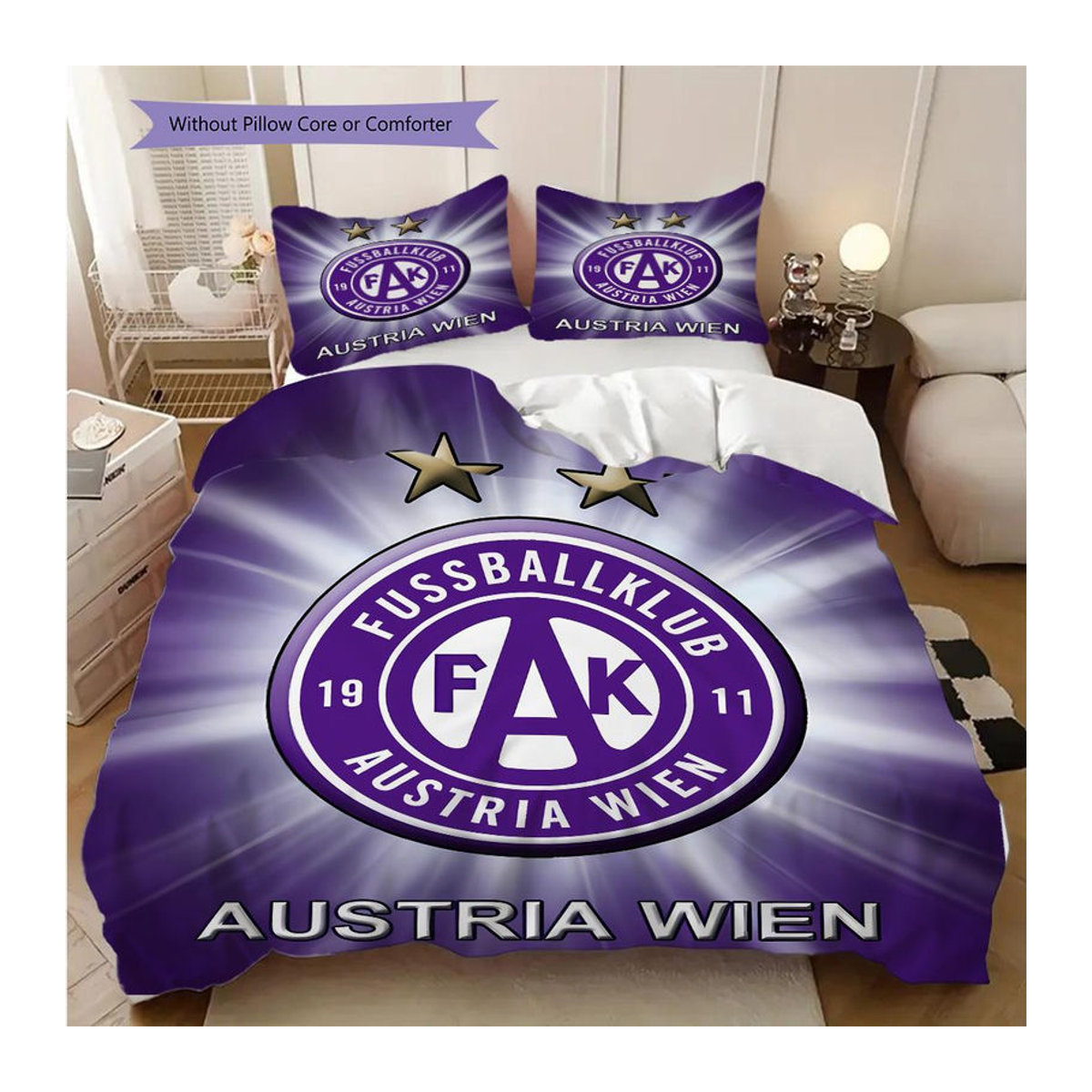 Manus Home Bettwäsche Set FK Austria Wien in Weiß mit 1 Bettbezug und 2 Kissenbezügen B/H: 200 x 200 cm - Bild 13