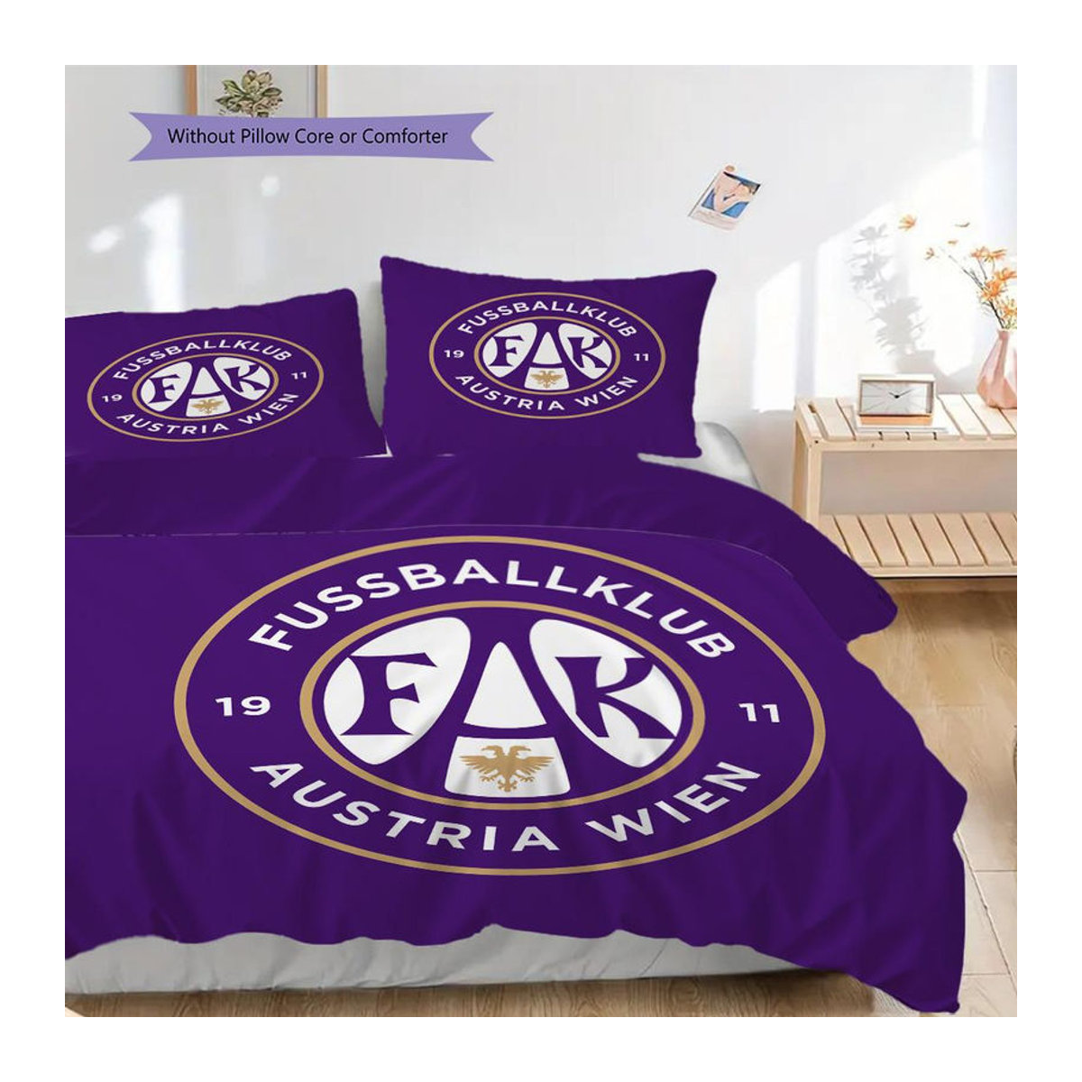 Manus Home Bettwäsche Set FK Austria Wien in Weiß mit 1 Bettbezug und 2 Kissenbezügen B/H: 200 x 200 cm - Bild 5