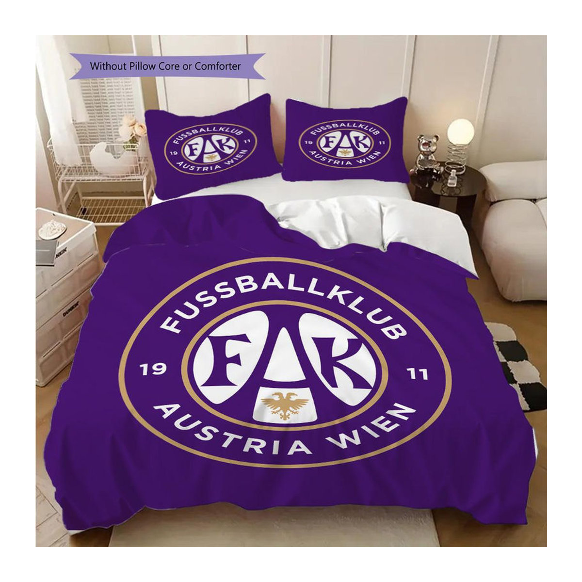Manus Home Bettwäsche Set FK Austria Wien in Weiß mit 1 Bettbezug und 2 Kissenbezügen B/H: 200 x 200 cm - Bild 6