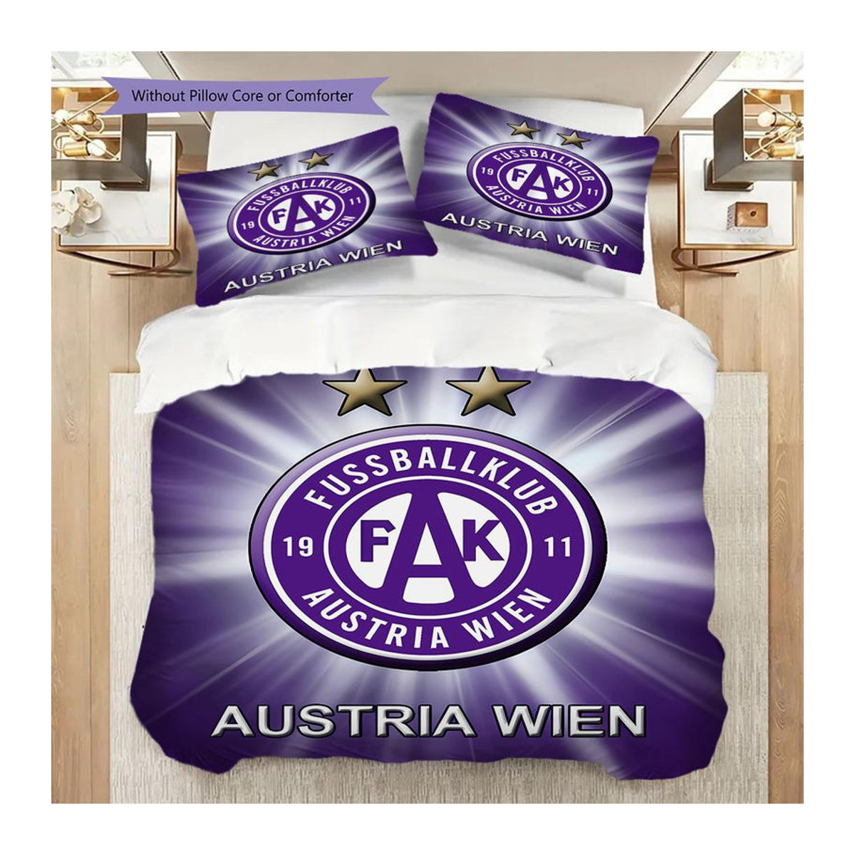 Manus Home FK Austria Wien Bettwäsche Set Lila, 1 Bettbezug und 2 Kissenbezüge, B/T: 220 x 240 cm - Bild 13
